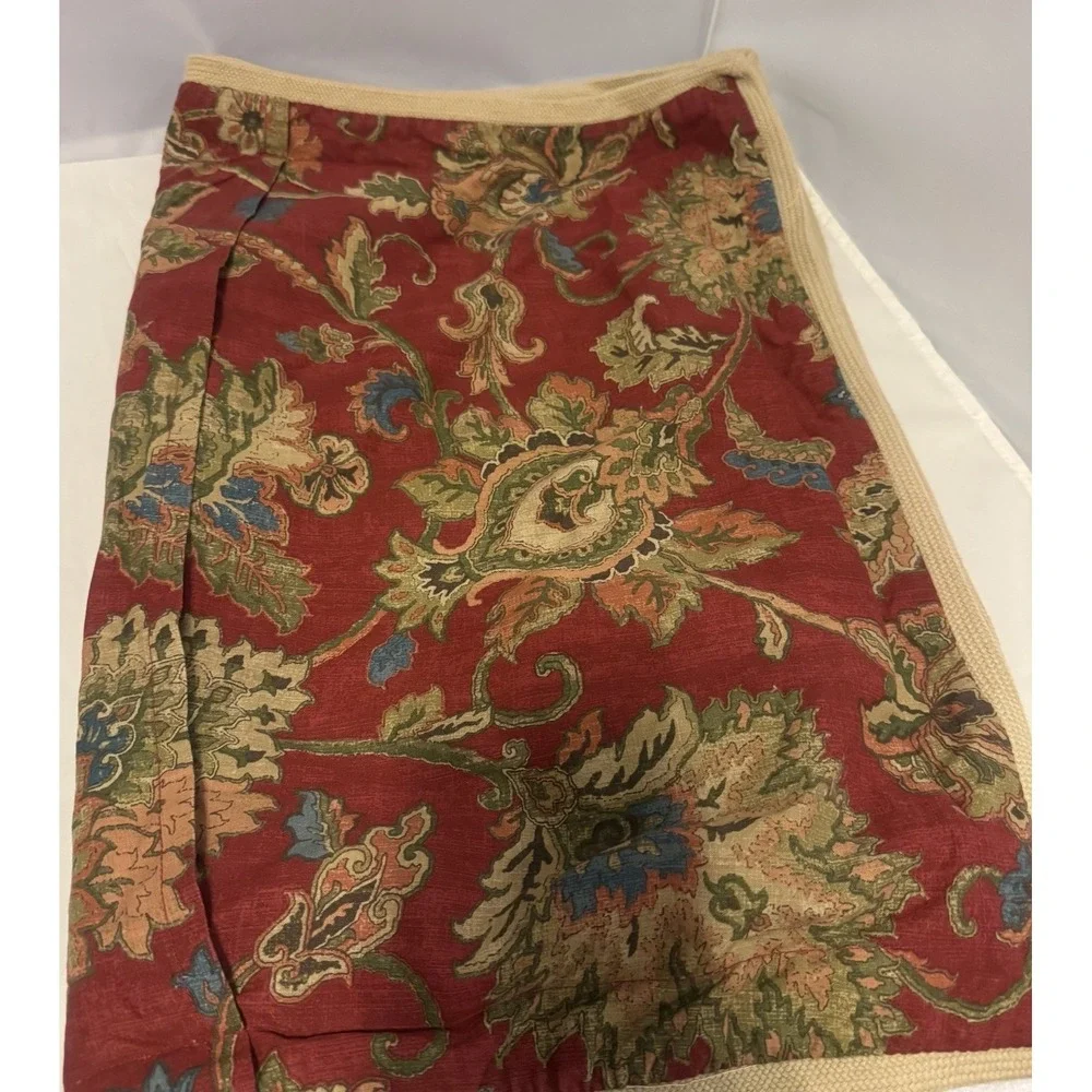 2 CHAPS Ralph Lauren Annabelle Red Jacobean Floral Standard Pillow Shams‎